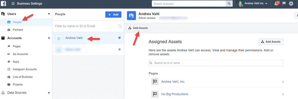 Adding Assets to users in Business Manager
