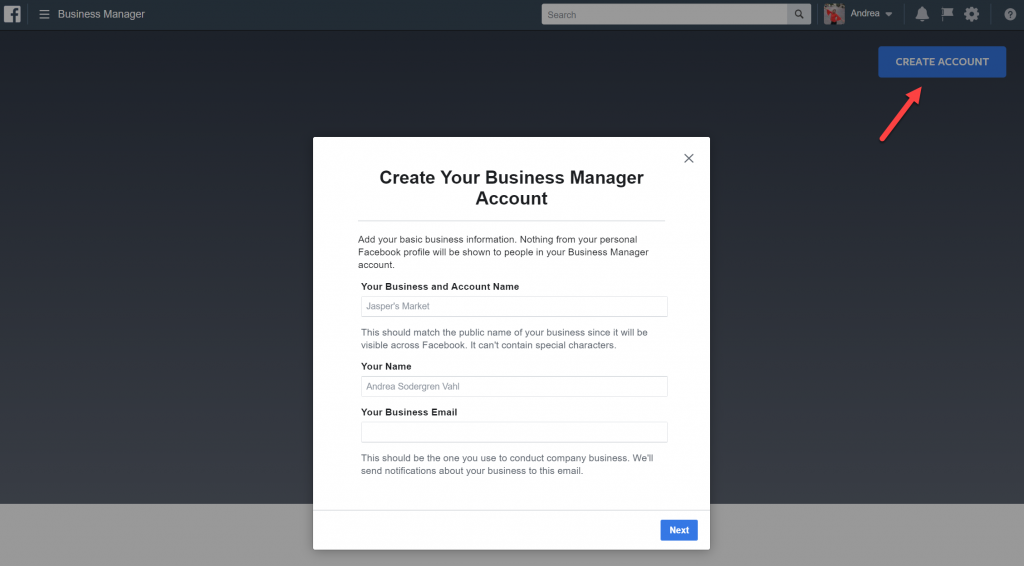 Create Business Manager