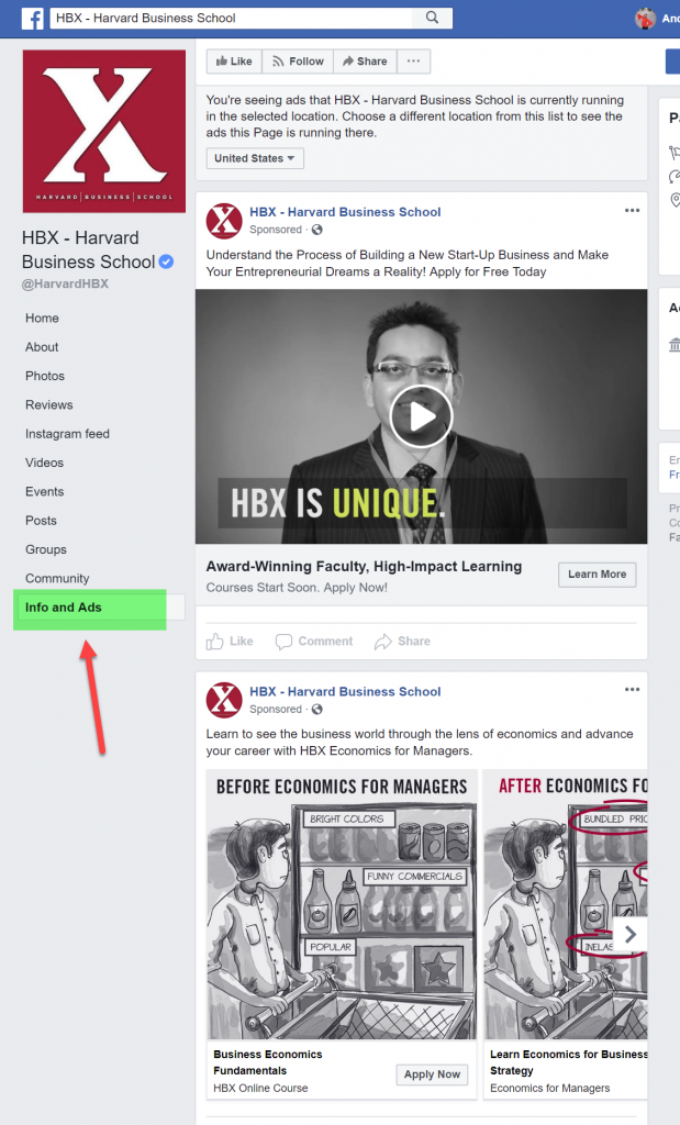Facebook Ads Harvard