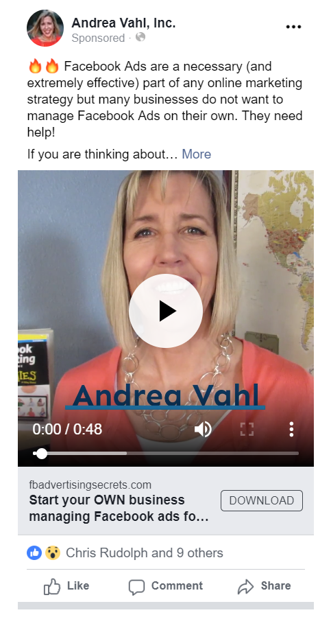 Facebook video ad with speaking