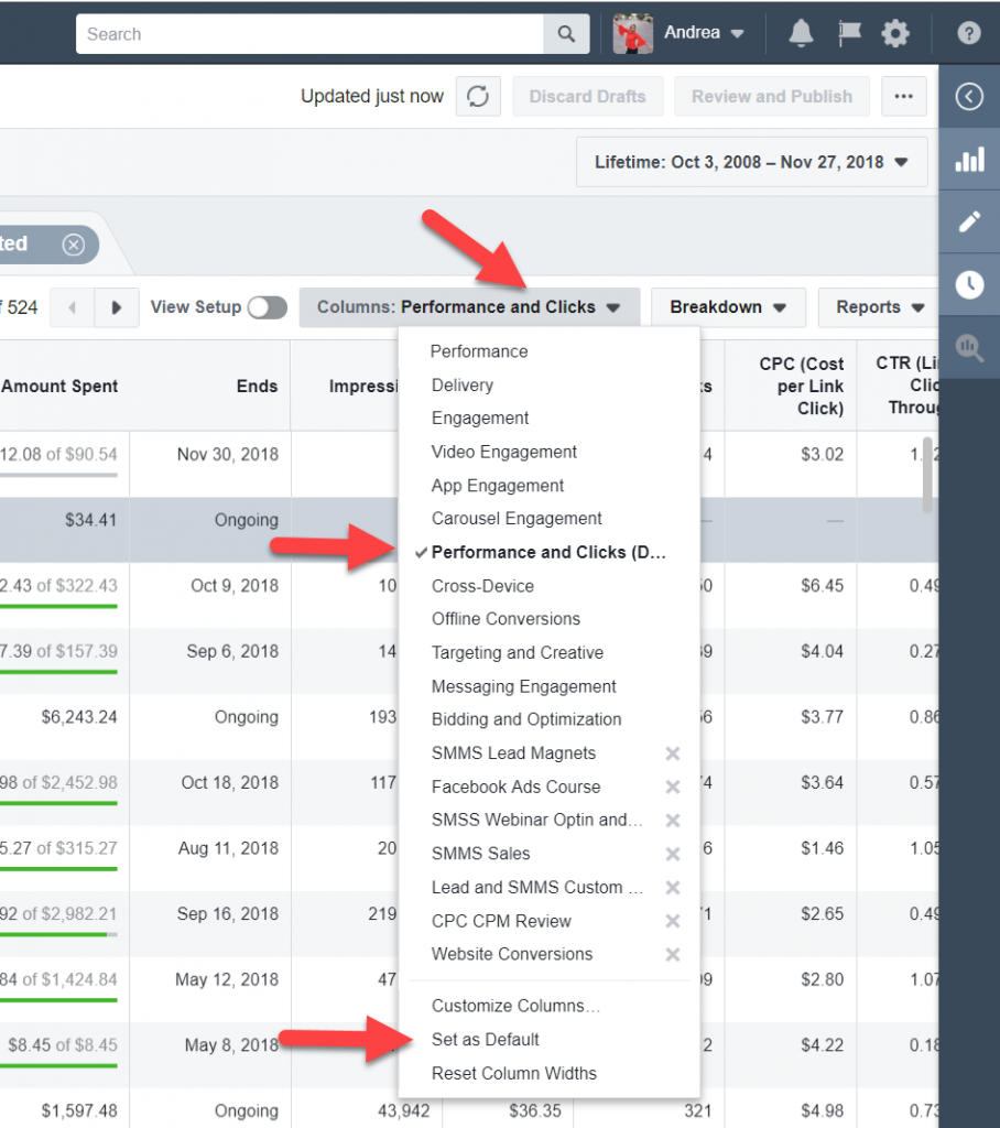 Facebook Performance and Clicks