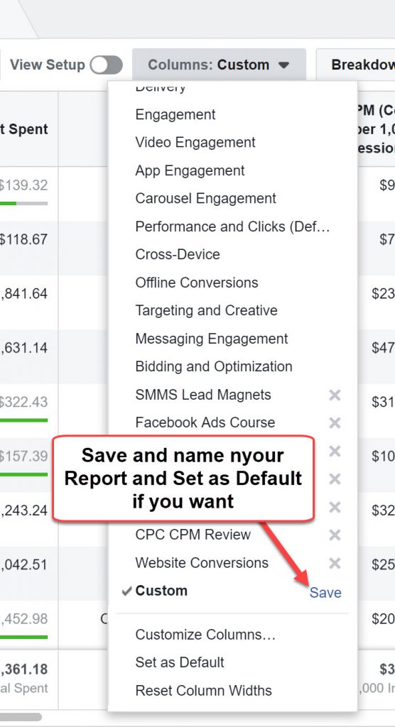 Save a Facebook Report