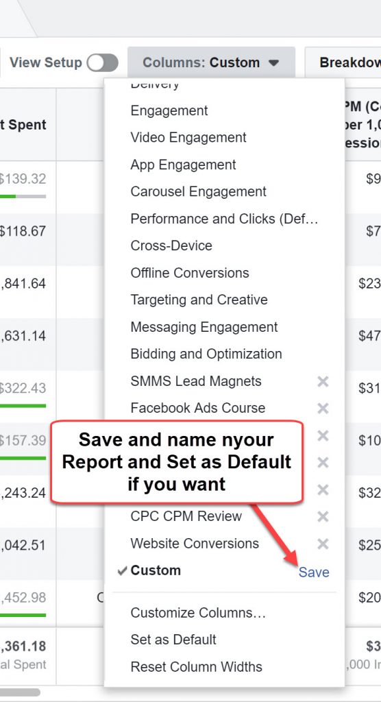Save a Facebook Report