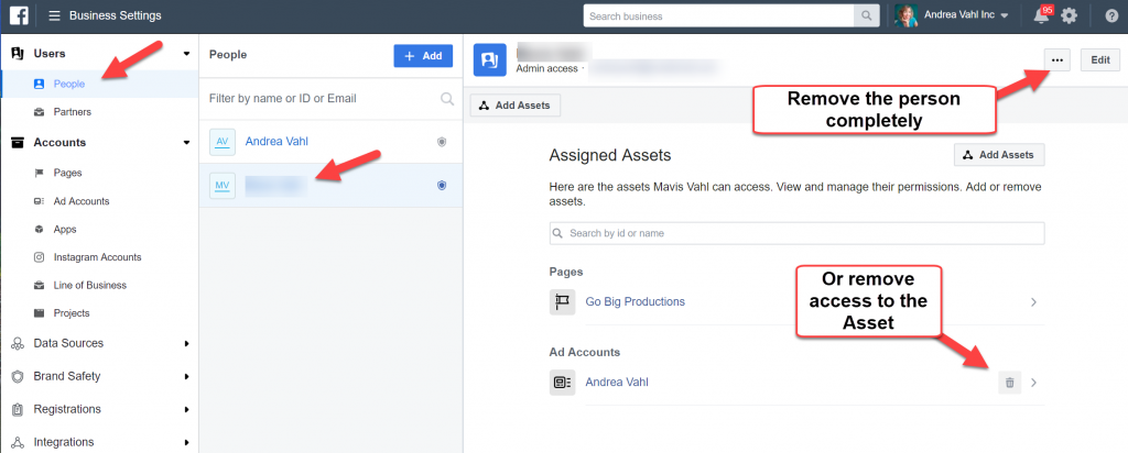 Remove people from Facebook Business Manager