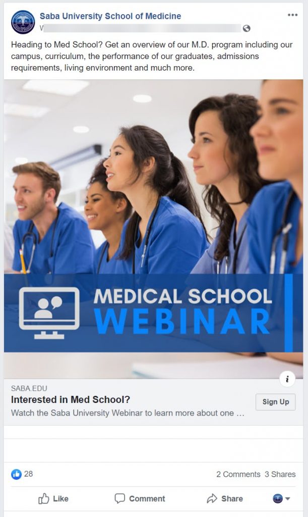 Medical school webinar ad
