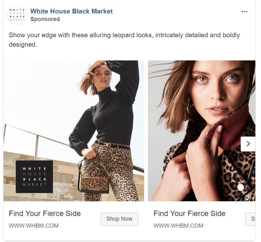 Carousel Facebook ad with retargeting