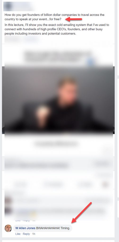 Facebook ad that does not work