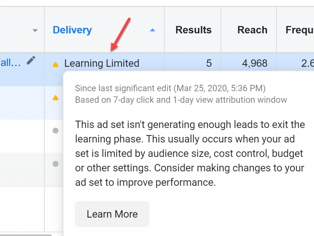 Learning Limited notification