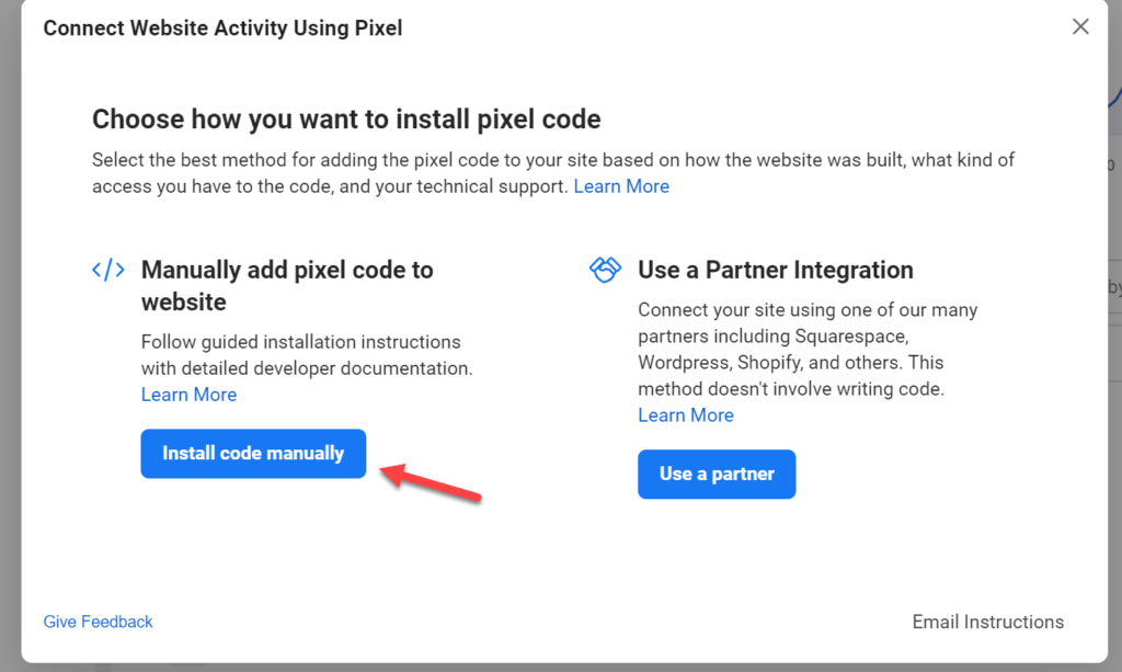 Install Facebook pixel manually