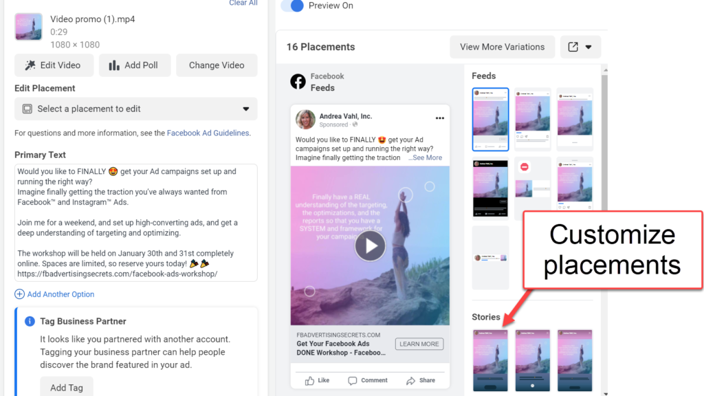 Create Facebook Video ads