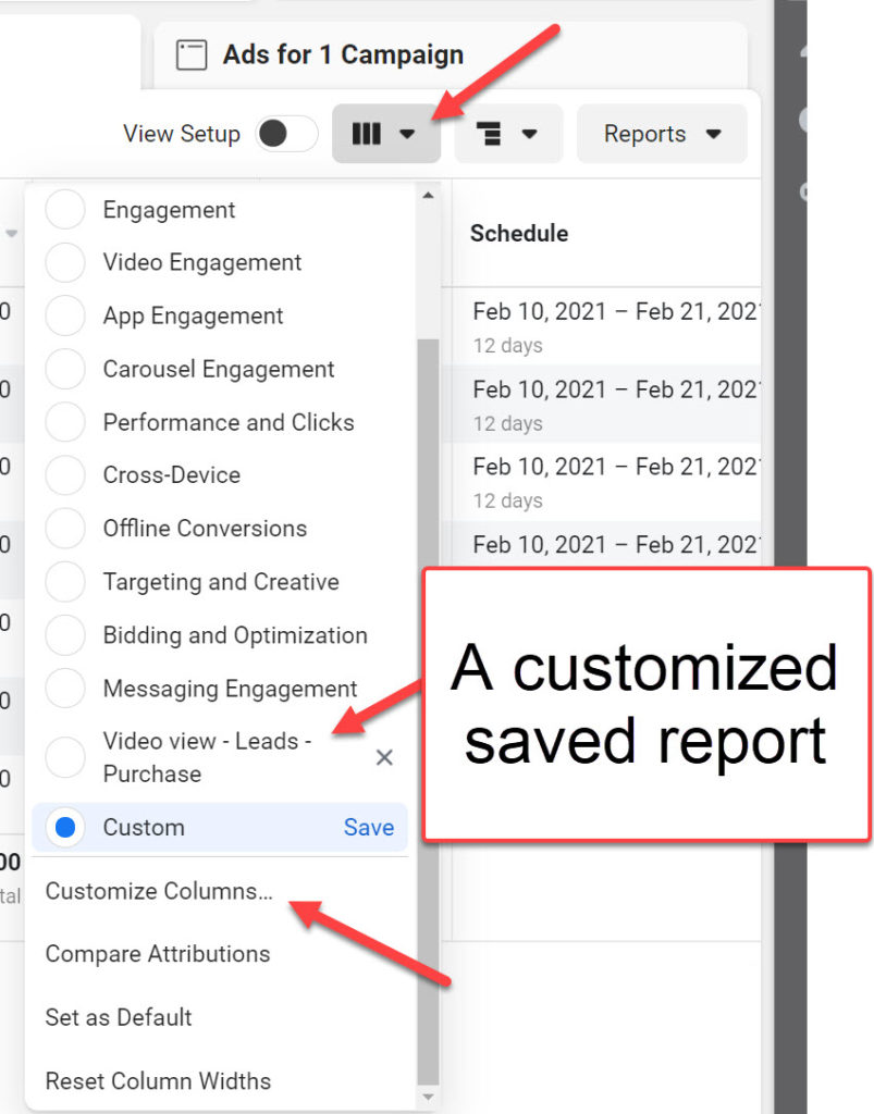 Customize Facebook Ad Reports