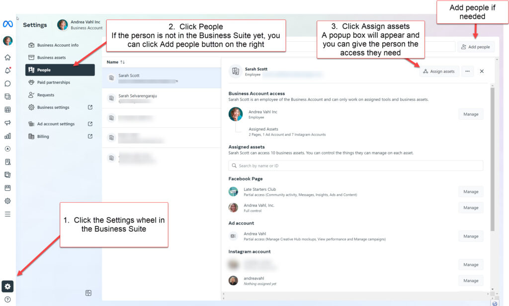 Assigning Assets in Meta Business Suite